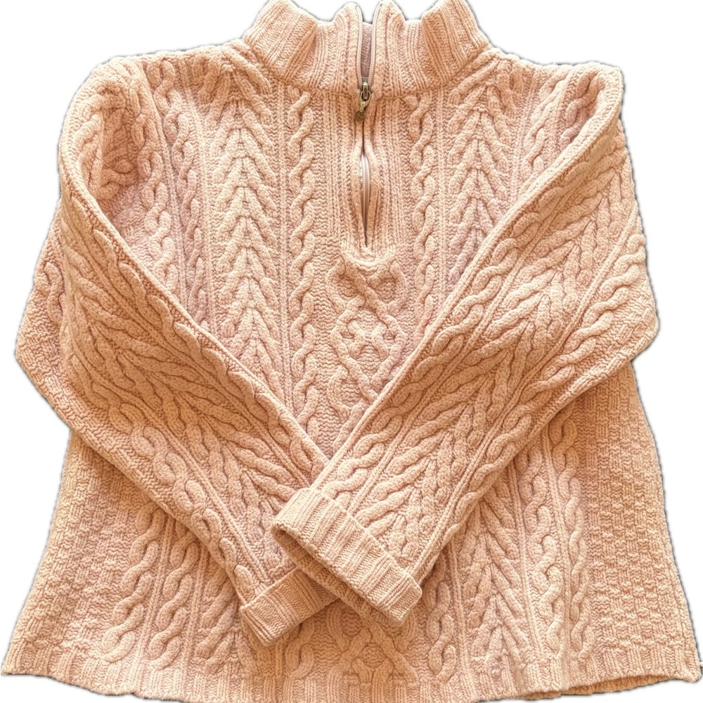 Aran Craft 100% Marino Wool half zip w/ Tiffany & Co zipper